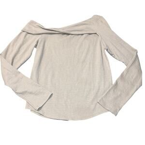 Free people off the shoulder twist sweater womens XL balletcore coquette neutral
